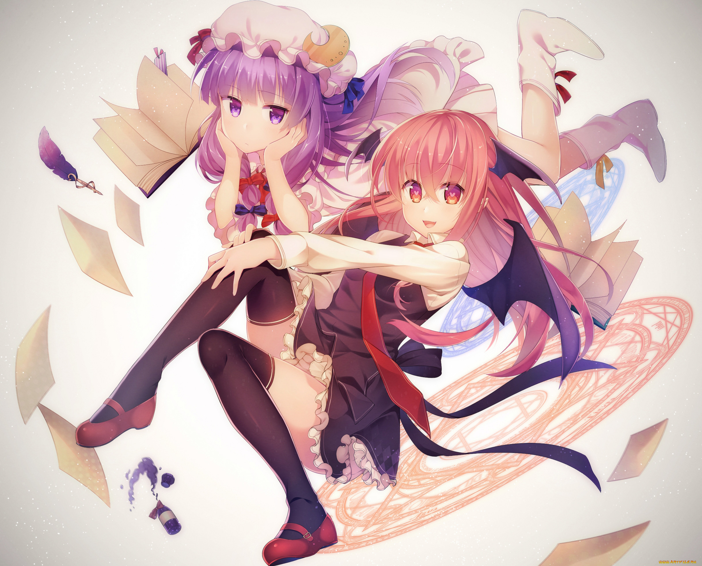 , touhou, , , niwashi, yuyu, , , , , patchouli, knowledge, koakuma